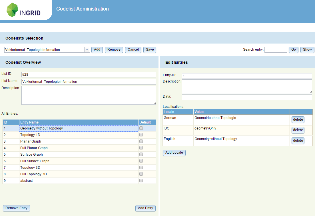 Codelist Repository - Administration Codelist Repository - Administration