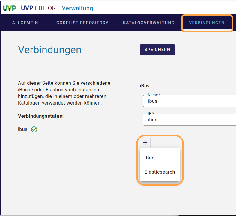 InGrid Editor: "Konfiguration der Verbindungen"