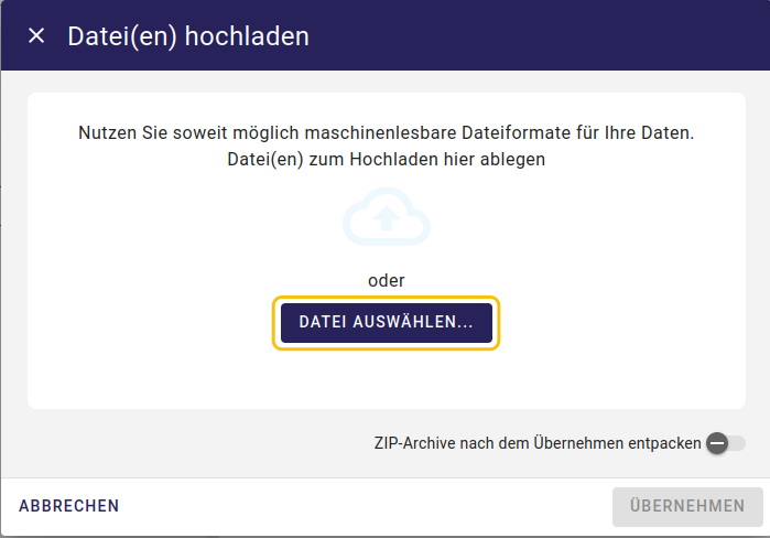 Editor - Dateien Hochladen: "Bereitstellen von Daten für alle Profile"