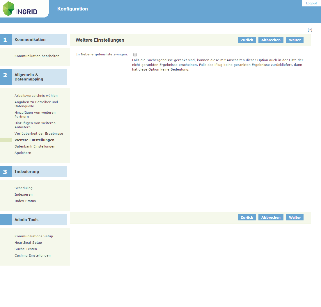 Weitere Einstellungen Weitere Einstellungen
