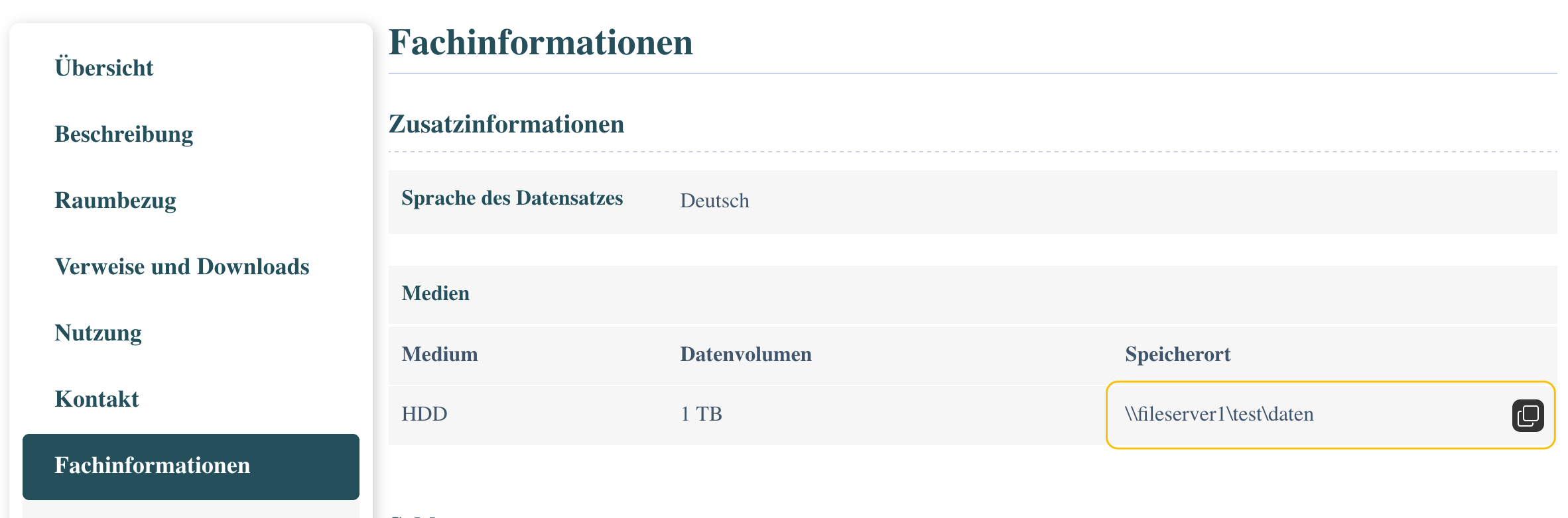 Portal: "Kopier-Button bei Fachinformationen"