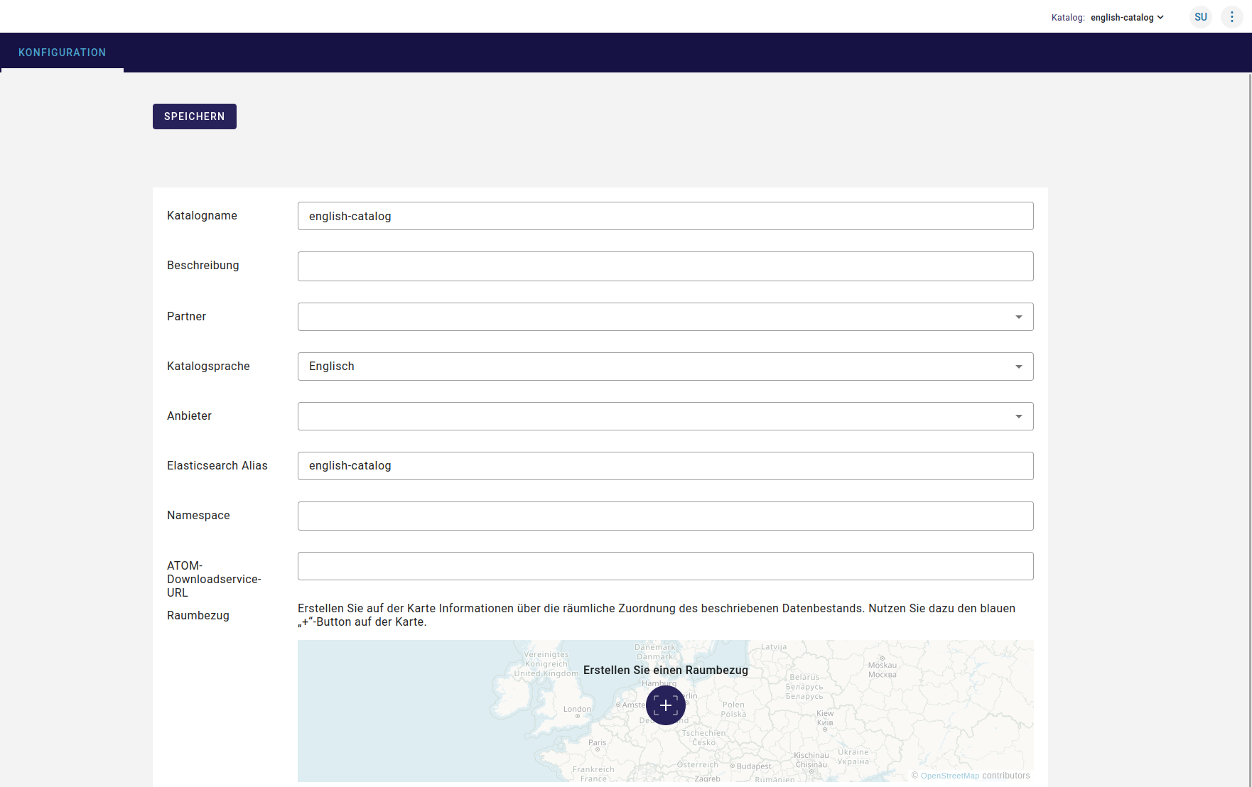 InGrid Editor: "Englischsprachiger Katalogkonfiguration"