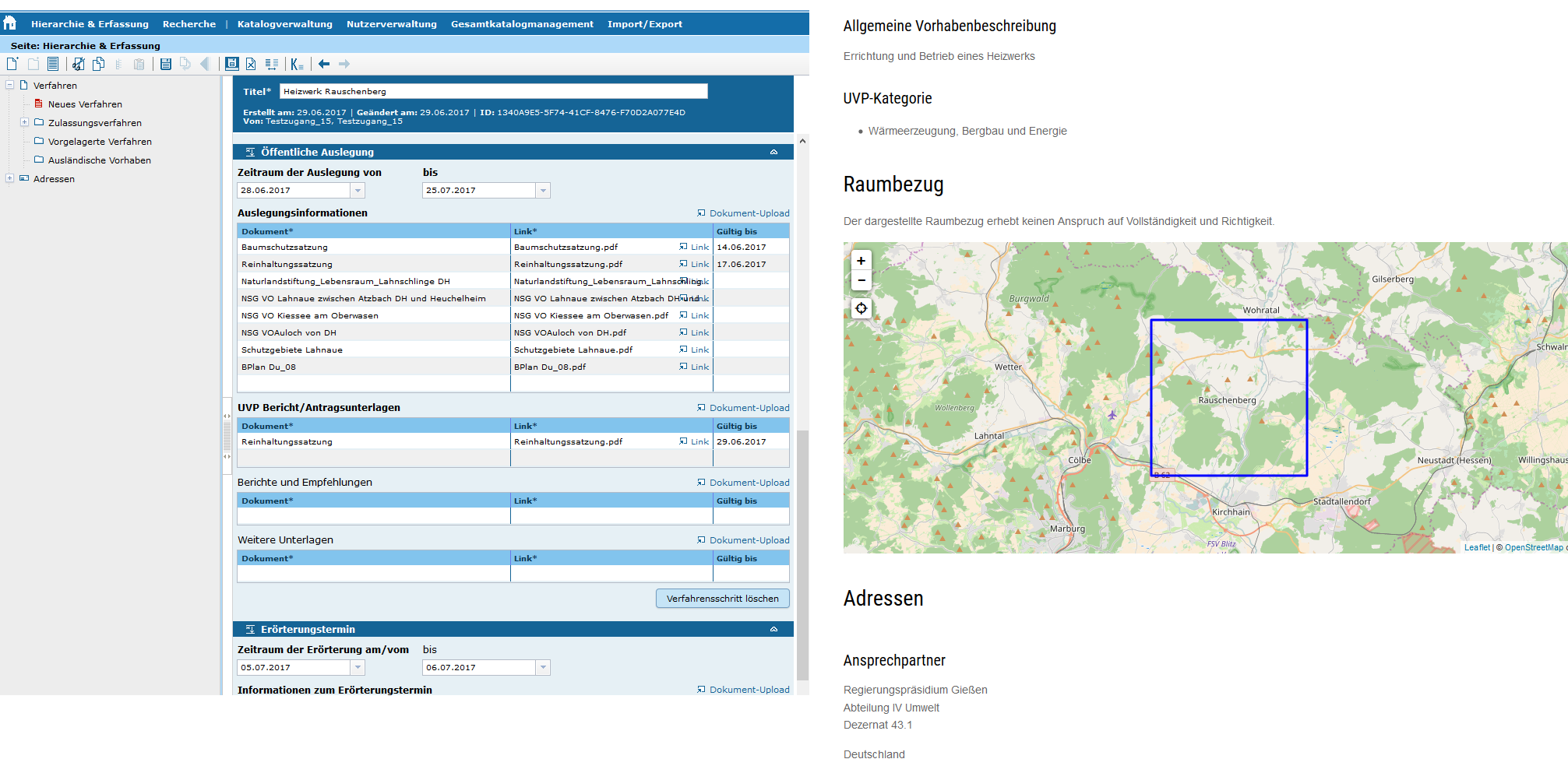 UVP Profil InGrid Editor / Darstellung Portal UVP Profil InGrid Editor / Darstellung Portal