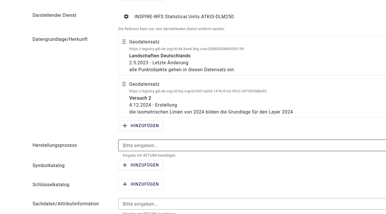 InGrid Editor: "Datengrundlage/Herkunft"