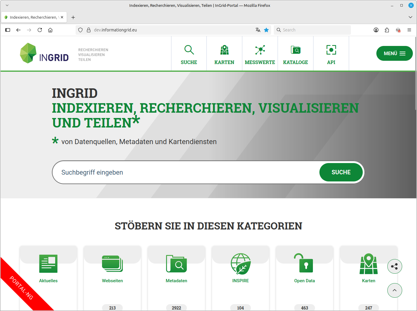 InGrid Portal: "Startseite"