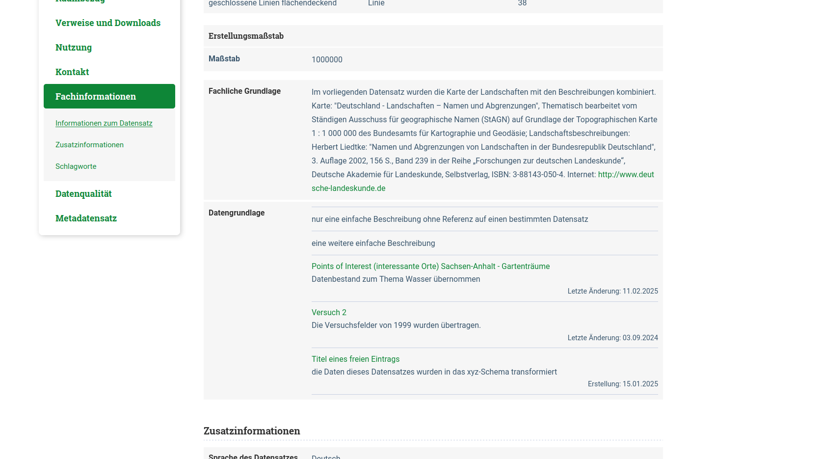 InGrid Portal: "Datengrundlage/Herkunft"